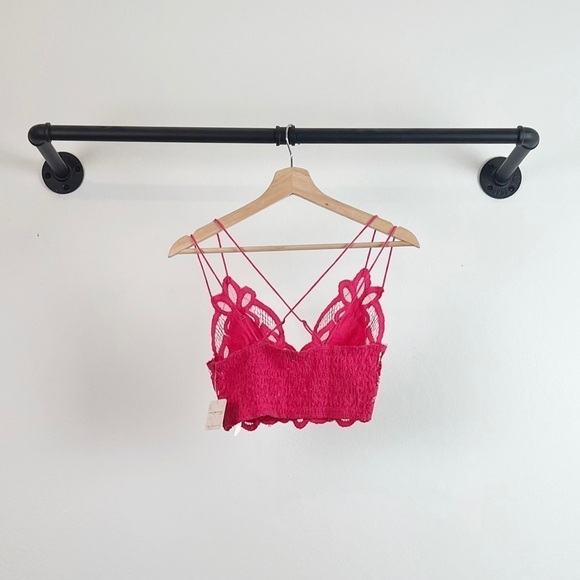 NWT Free People Adella Lace Longline Bralette in Electropop Pink - Picture 6 of 7